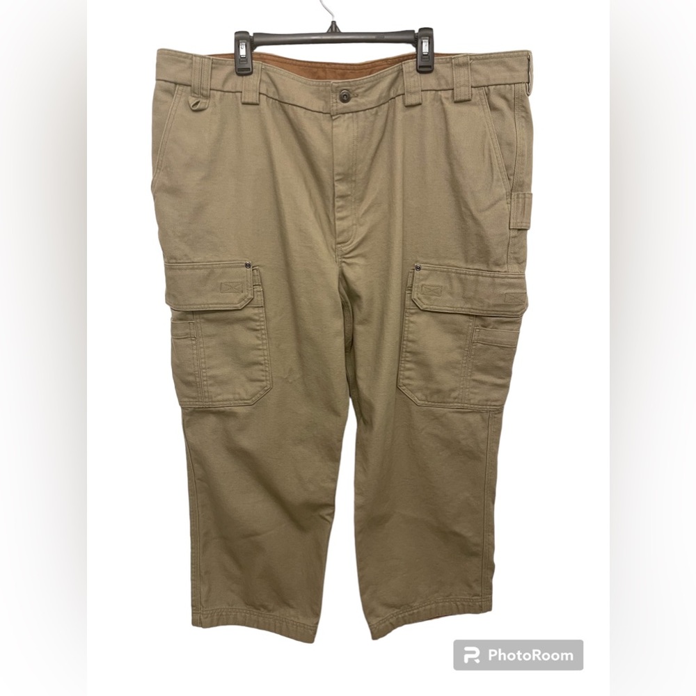 Duluth Trading Co Cargo Pants khaki Construction Carpenter Size48x28 Relaxed Fit
